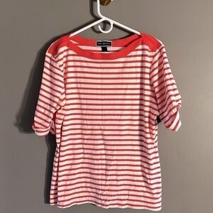 Karen Scott 3/4 sleeve Striped Boat Neck Shirt